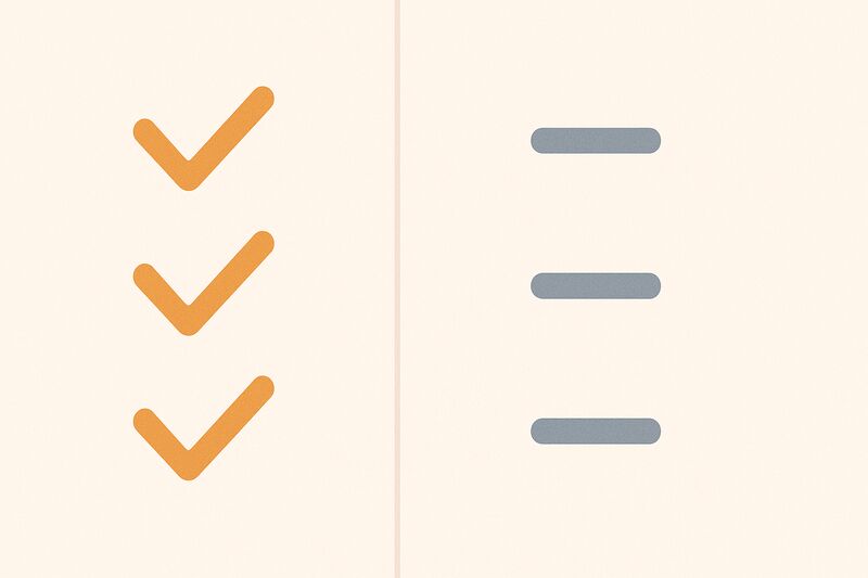 Simple two-column checklist-style graphic contrasting healthy signs and warning signs